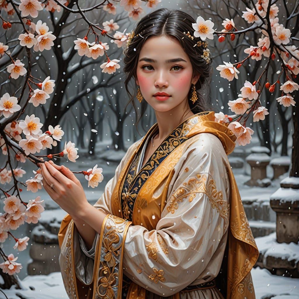 Essential Mystical Landscape with Frozen Dew Drops in a Dark...