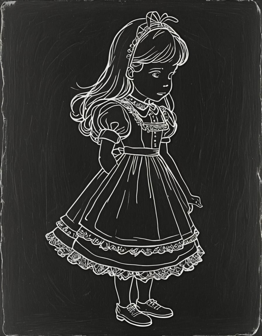 Alice Silhouette in Chalk Outline