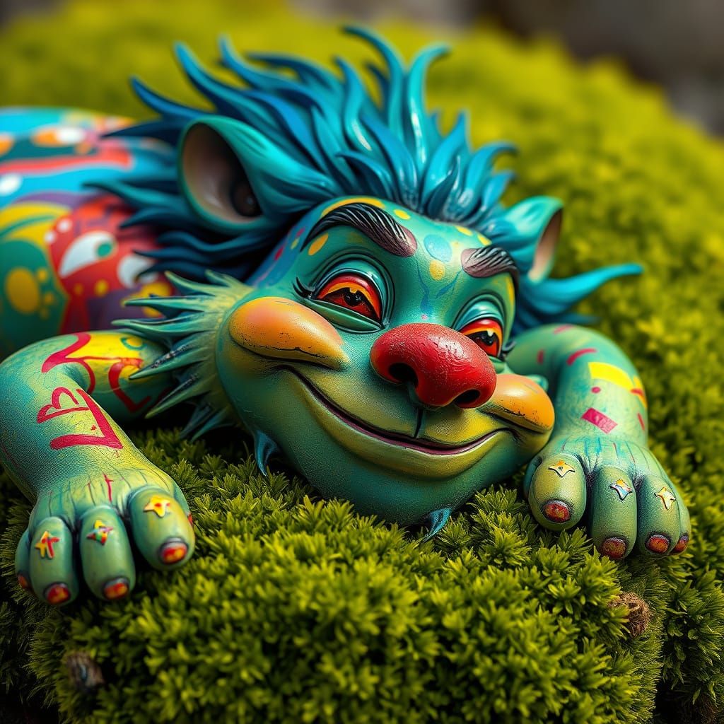 Vibrant Cecilian in Whimsical Moss Scene