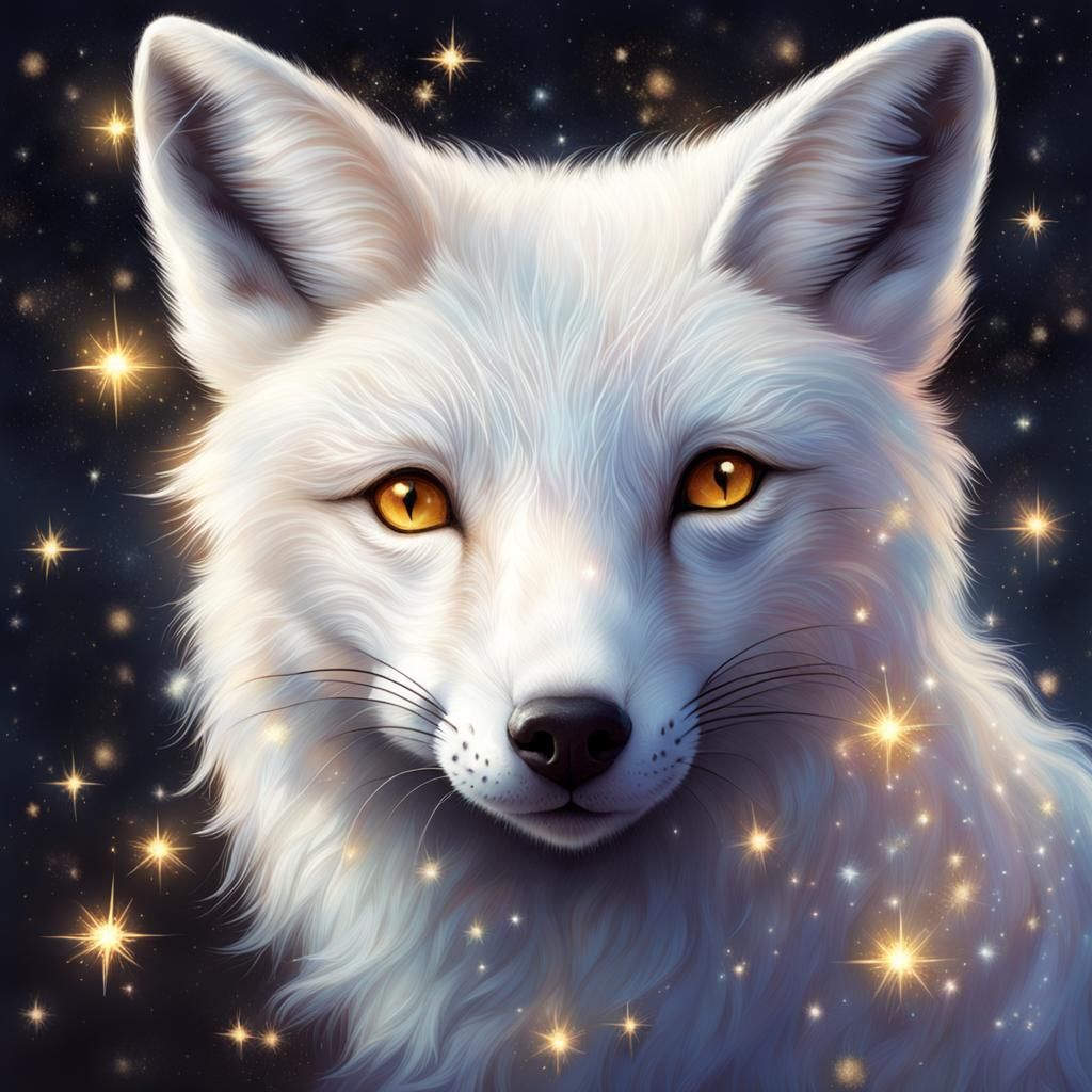 Albino Fox with Sparkles: AI Generated Image