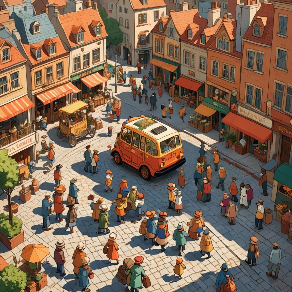 Charming Busytown Illustration in Richard Scarry Style