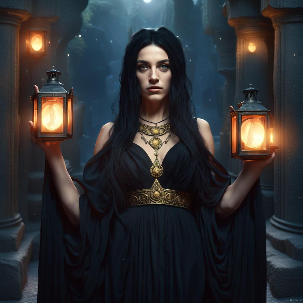 Greek Goddess Hekate Leading the Way, Detailed Art