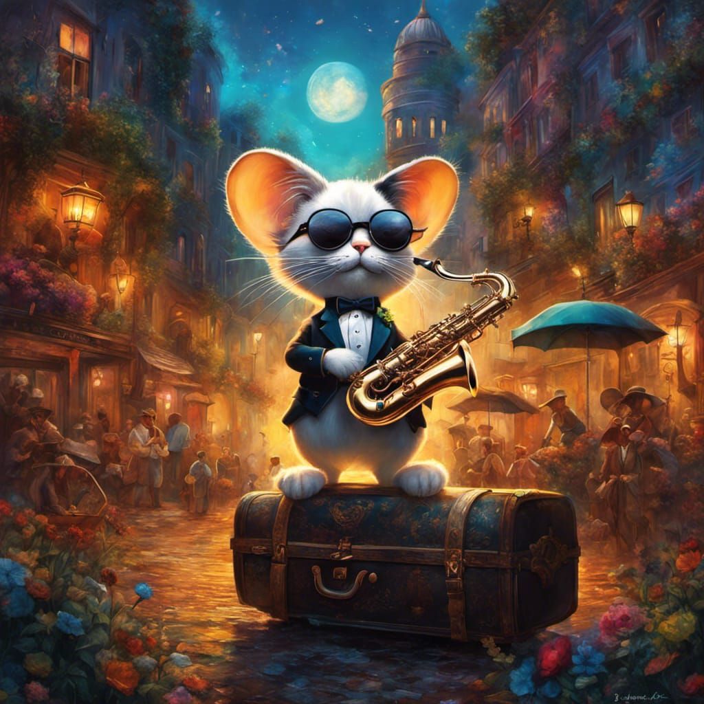 Cool Cat Saxophonist in Detailed Fantasy Art
