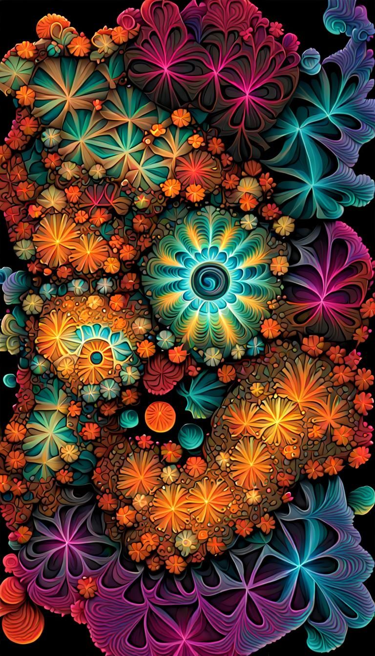 Complex Fractal Design with Neon 3D Effects