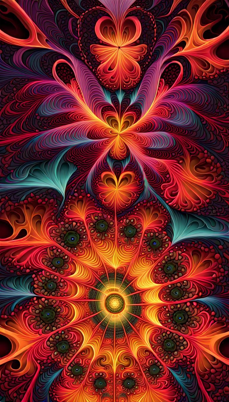 Complex Fractal Design with 3D and Neon Effects