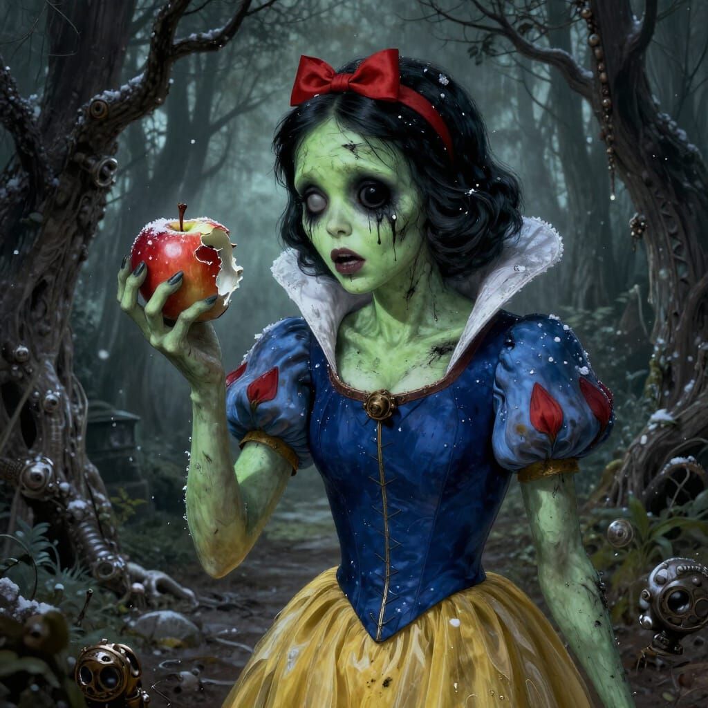 Steampunk Zombie Snow White with Broken Apple