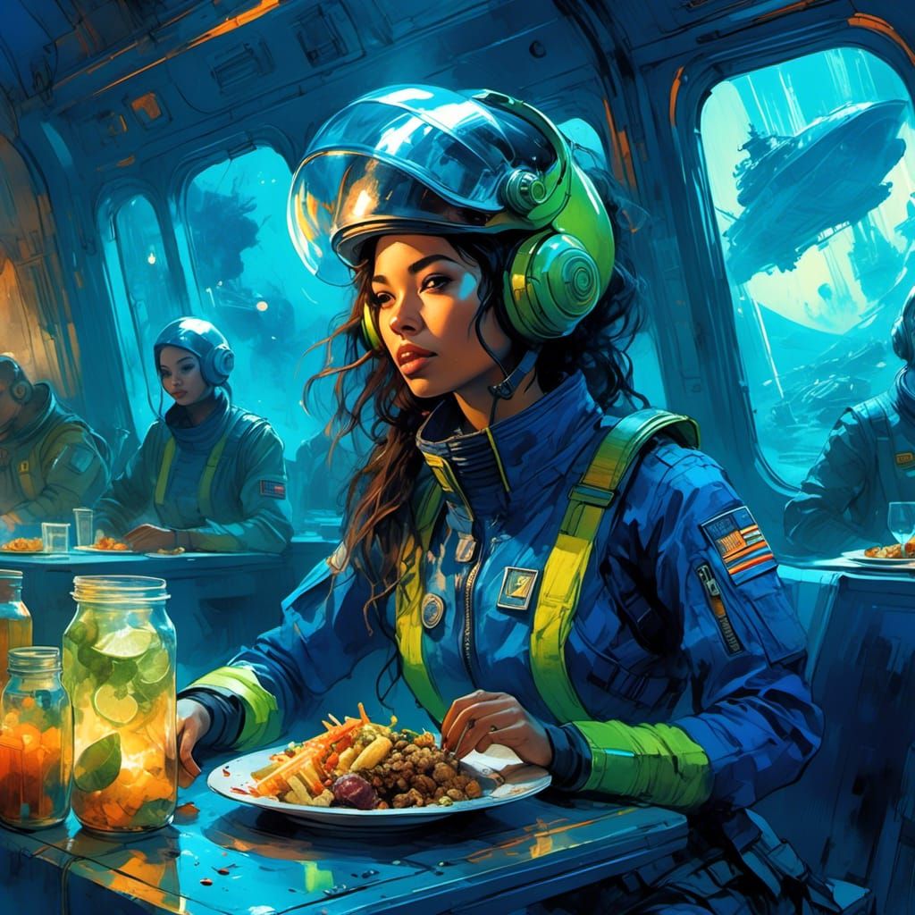 Retrofuturistic Space Navy Officer in Syd Mead Style