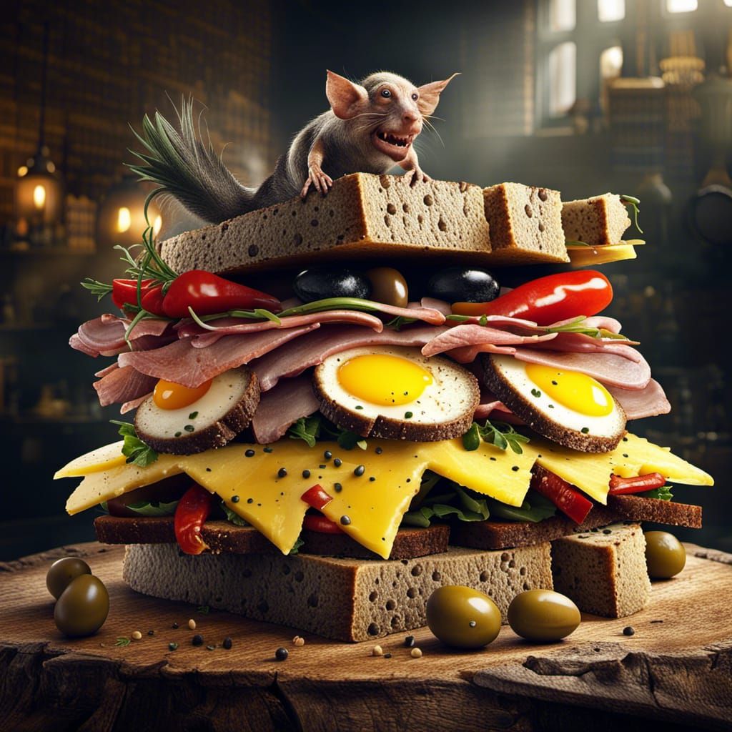 Colossal Grotesque Sandwich with High Quality CGI
