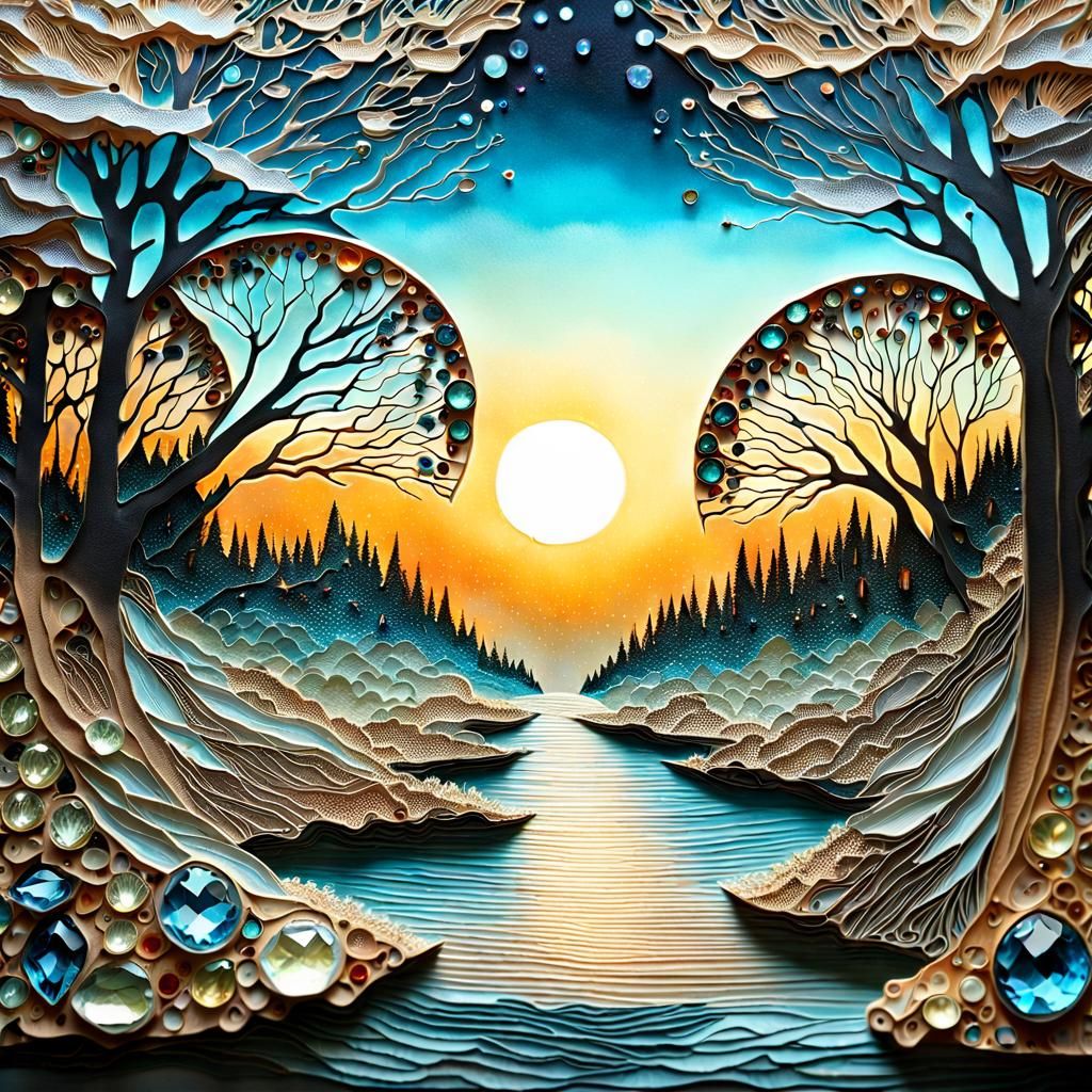 Surreal Landscape Crafted from Jewels and Clay