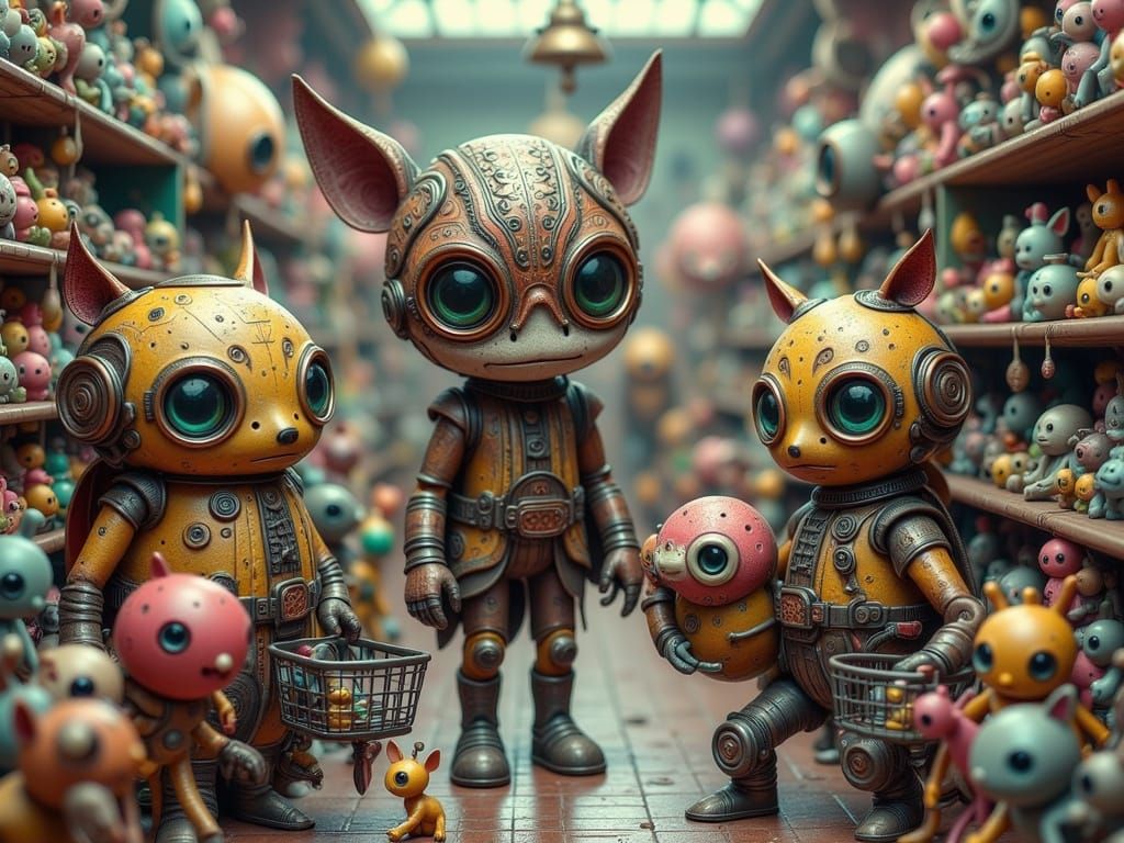 Adorable Automata Shop Cute Animals in Steampunk Toy Store
