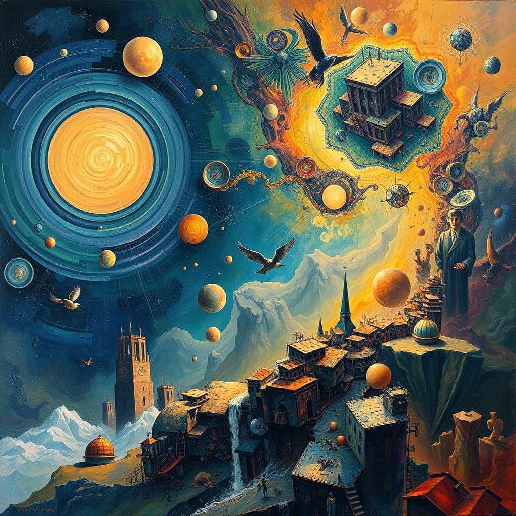 Surreal Metaphysical Masterpiece in Hyperdetailed Oil Painti...