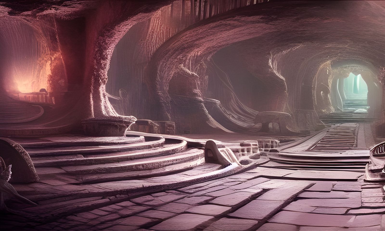 Epic Clyamation Rendering of Ancient Subterranean City