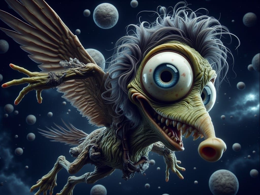 Cosmic Cowboy Alien Soars Through Space