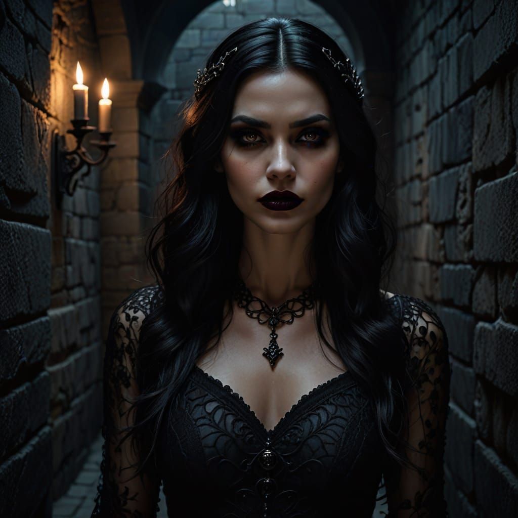 Goth Girl in Dark Fantasy Castle Portrait