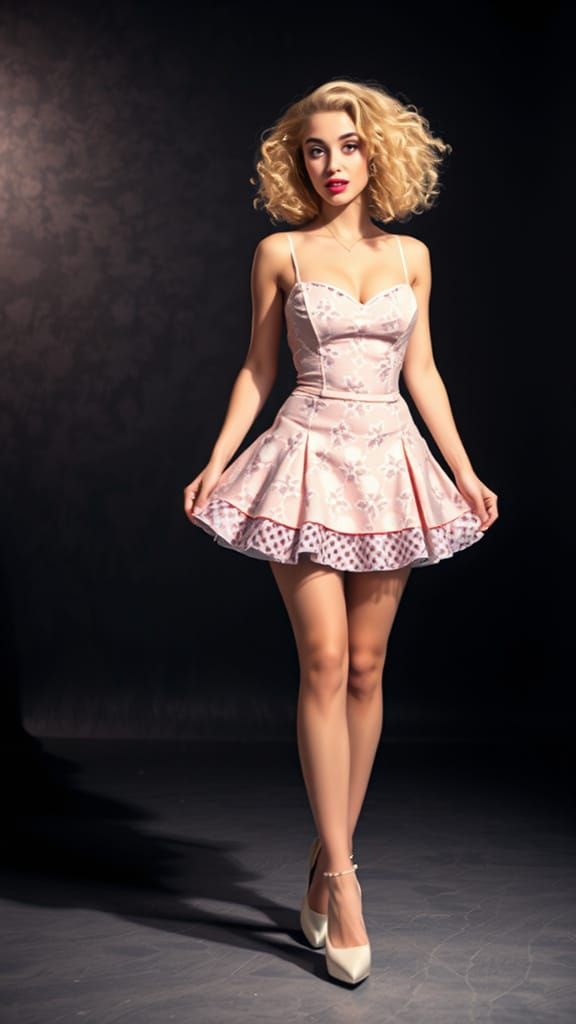 Surreal Portrait of a Beautiful Young Woman with Curly Blond...