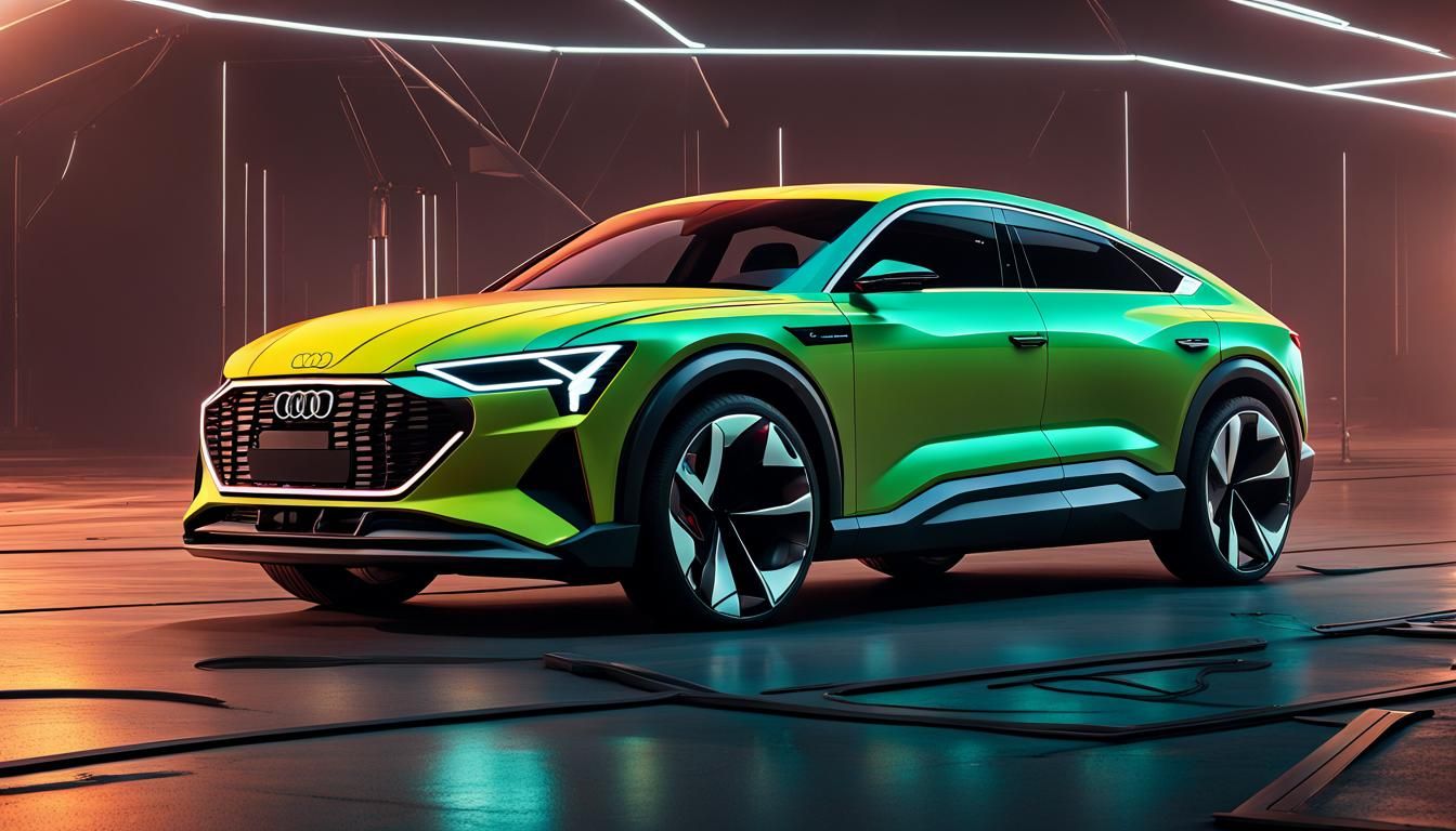 Futuristic 2024 Audi RSZ e-tron in Cyberpunk Style