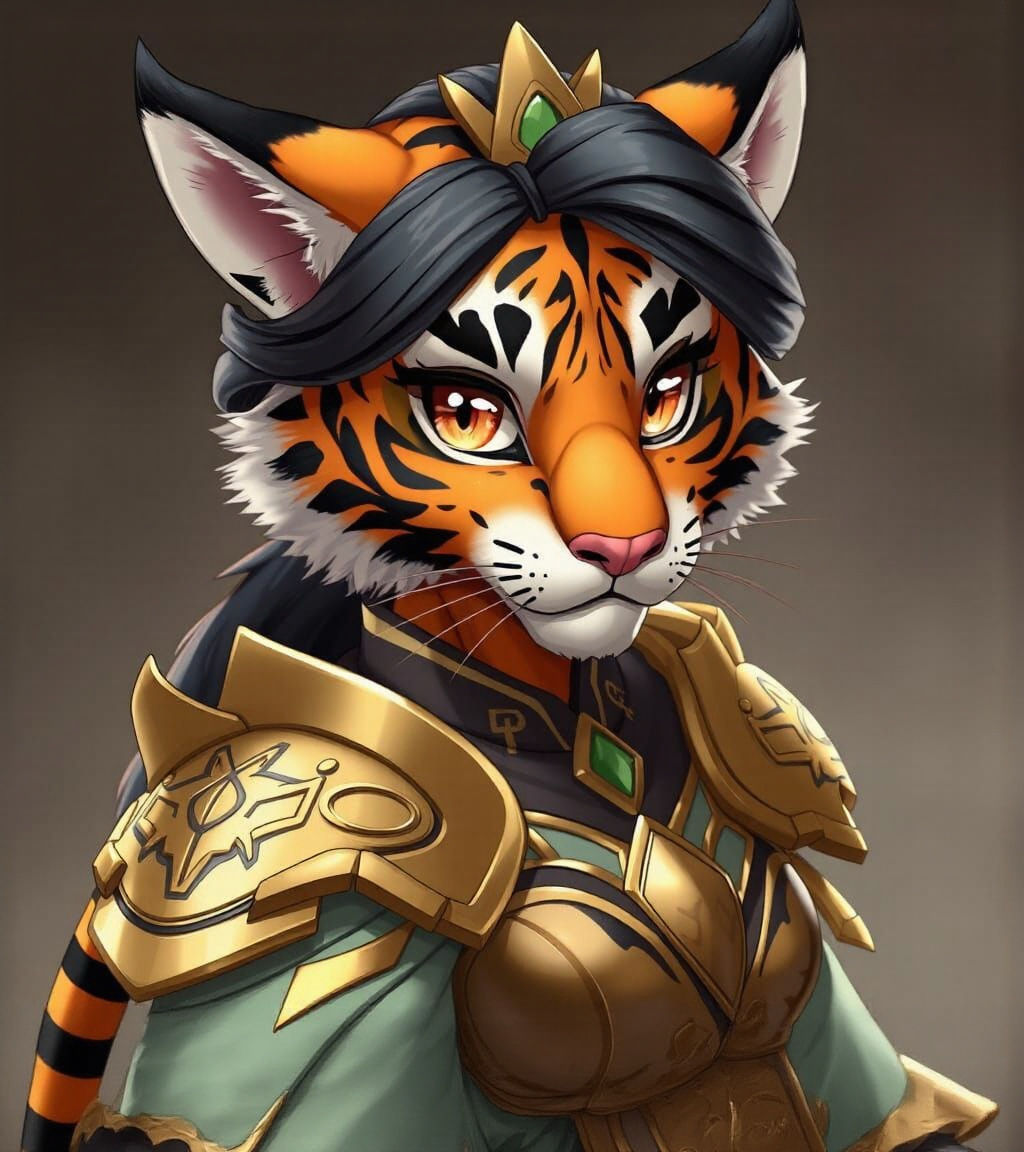 Regal Tiger Princess in Anime Fantasy Style