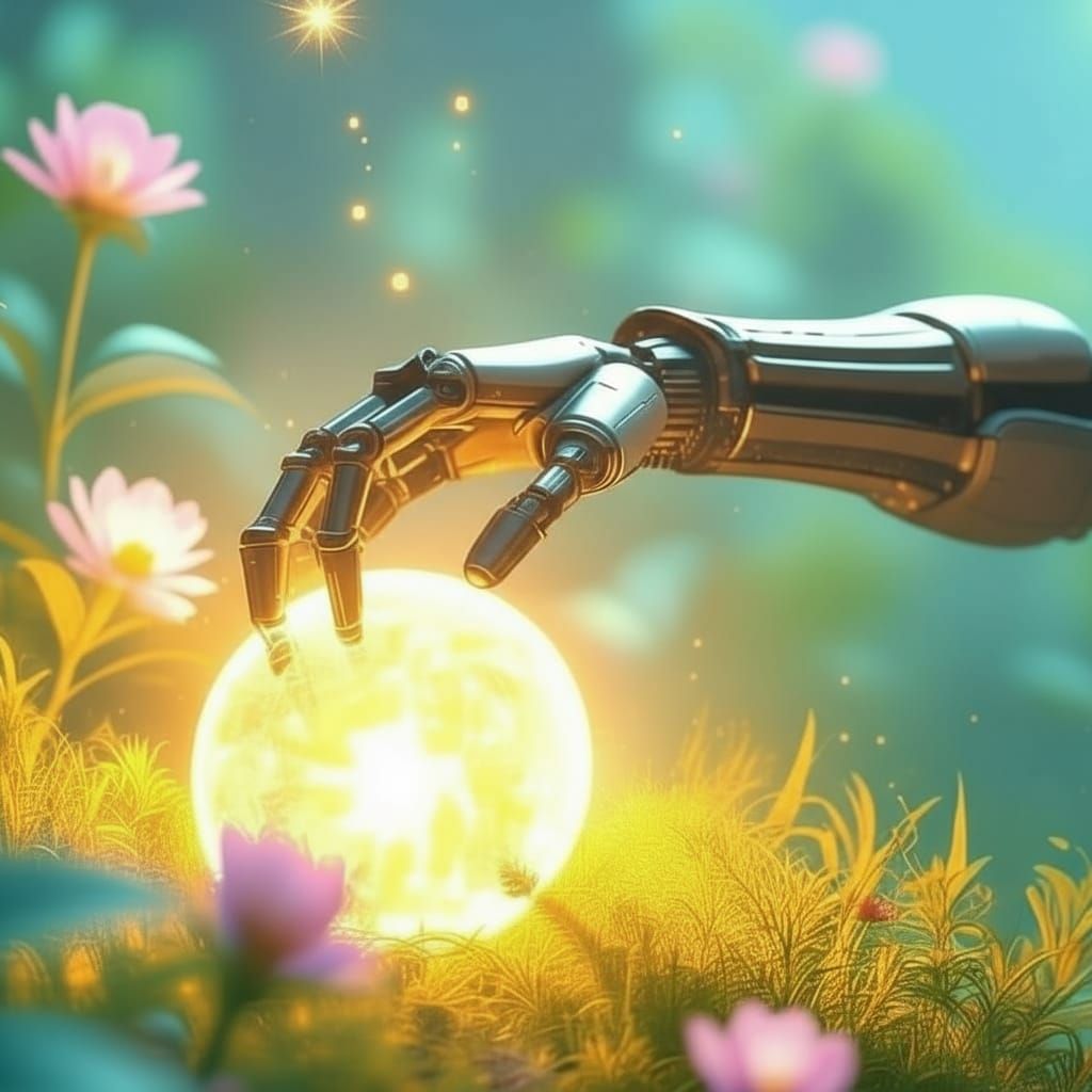 Automaton in Bioluminescent Alien Garden