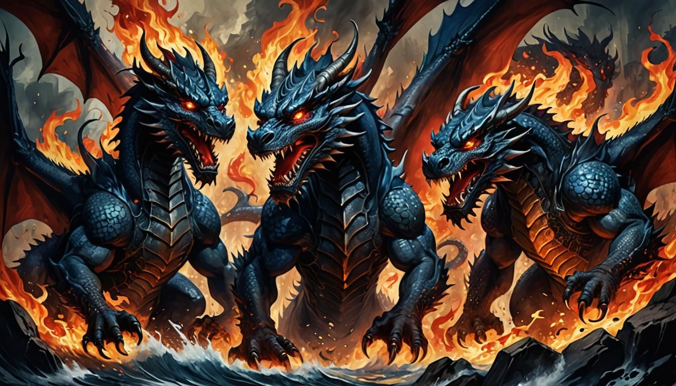 Dragons Clash in Chinese Ink Concept Art