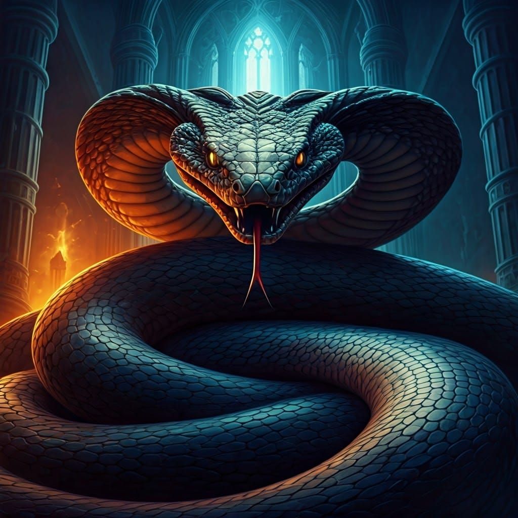 Epic Fantasy Art of Snake Wizard in Frazetta Style