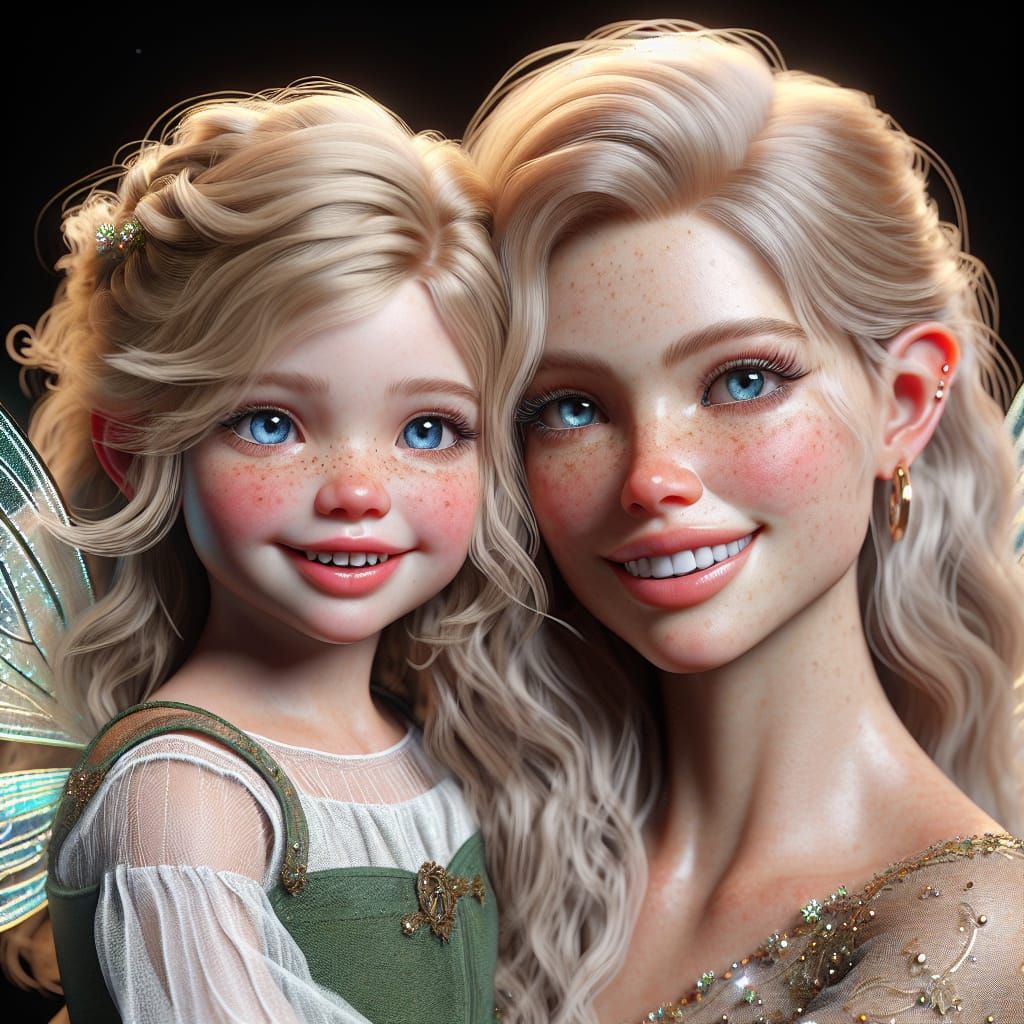Fairytale Mother and Daughter in 3D Digital Art