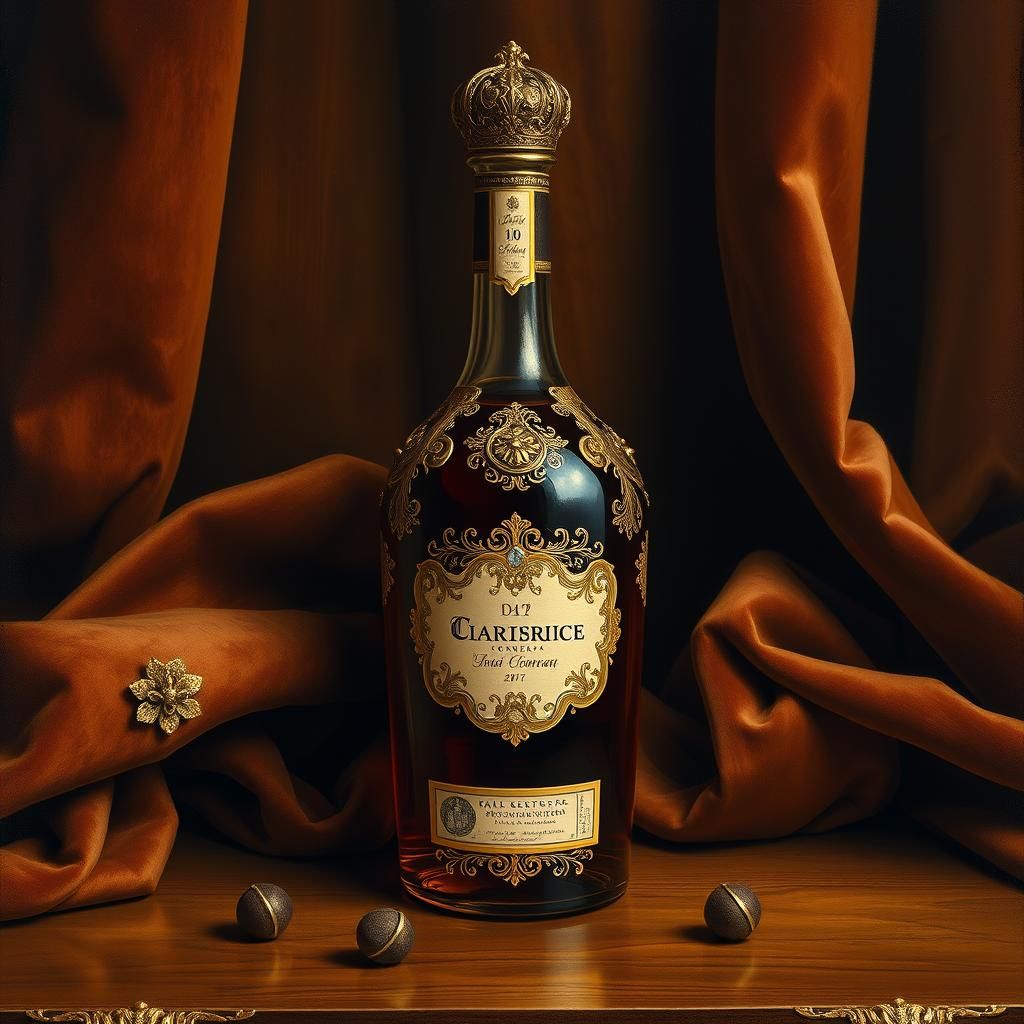 Cognac Bottle Still Life in Old Masters Style