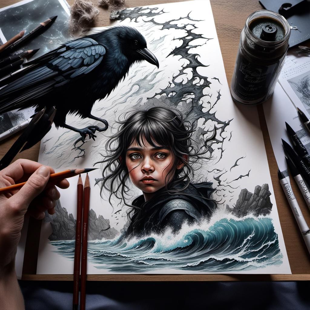 Girl with crow