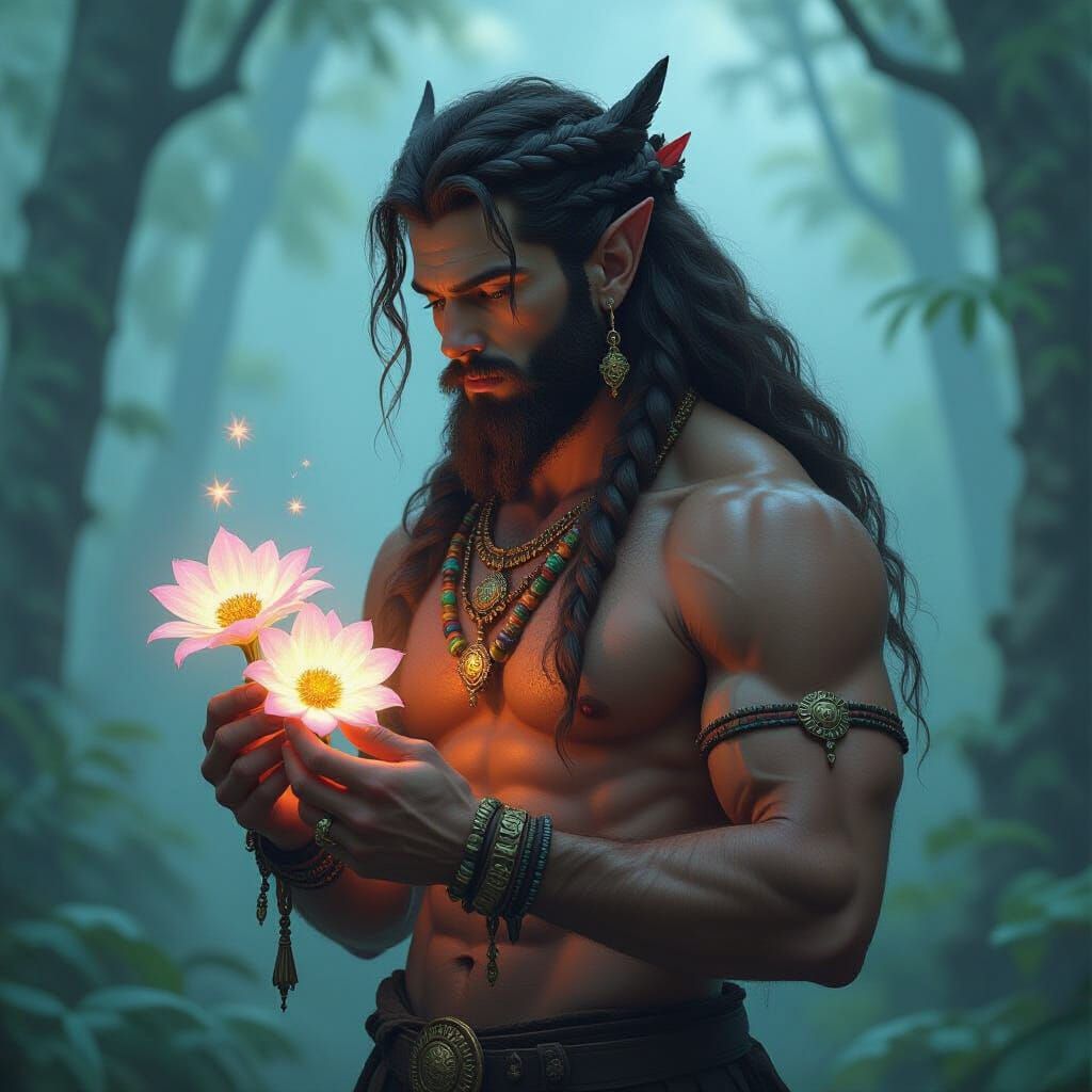 Majestic Centaur with Spectral Flowers in Hyperrealistic Sty...