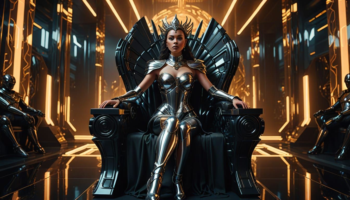 Chrome Warrior Queen on Obsidian Throne