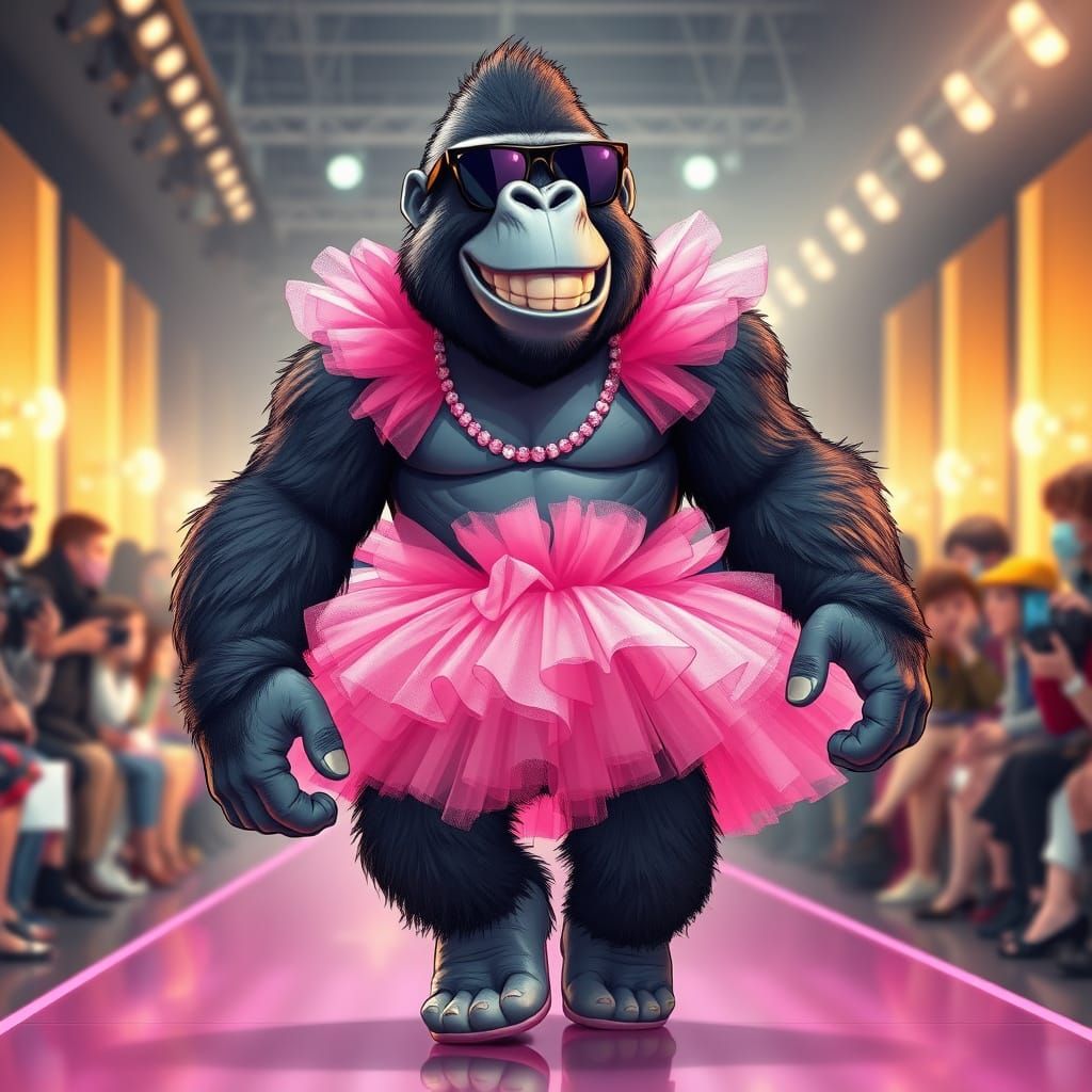 Gigantic Cartoon Gorilla Struts Down Fashion Week Runway in ...