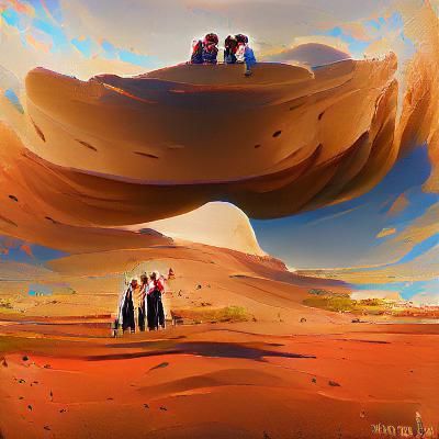 Desert Family Silhouette, Artstation Style