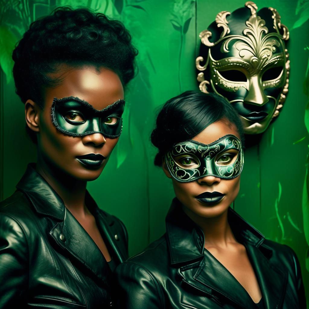 Film Noir Portrait of Women in Masquerade Masks