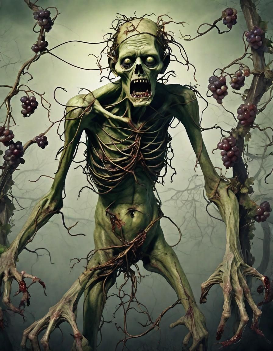 Eerie Zombie Grapevine: A Dark Fantasy Artwork