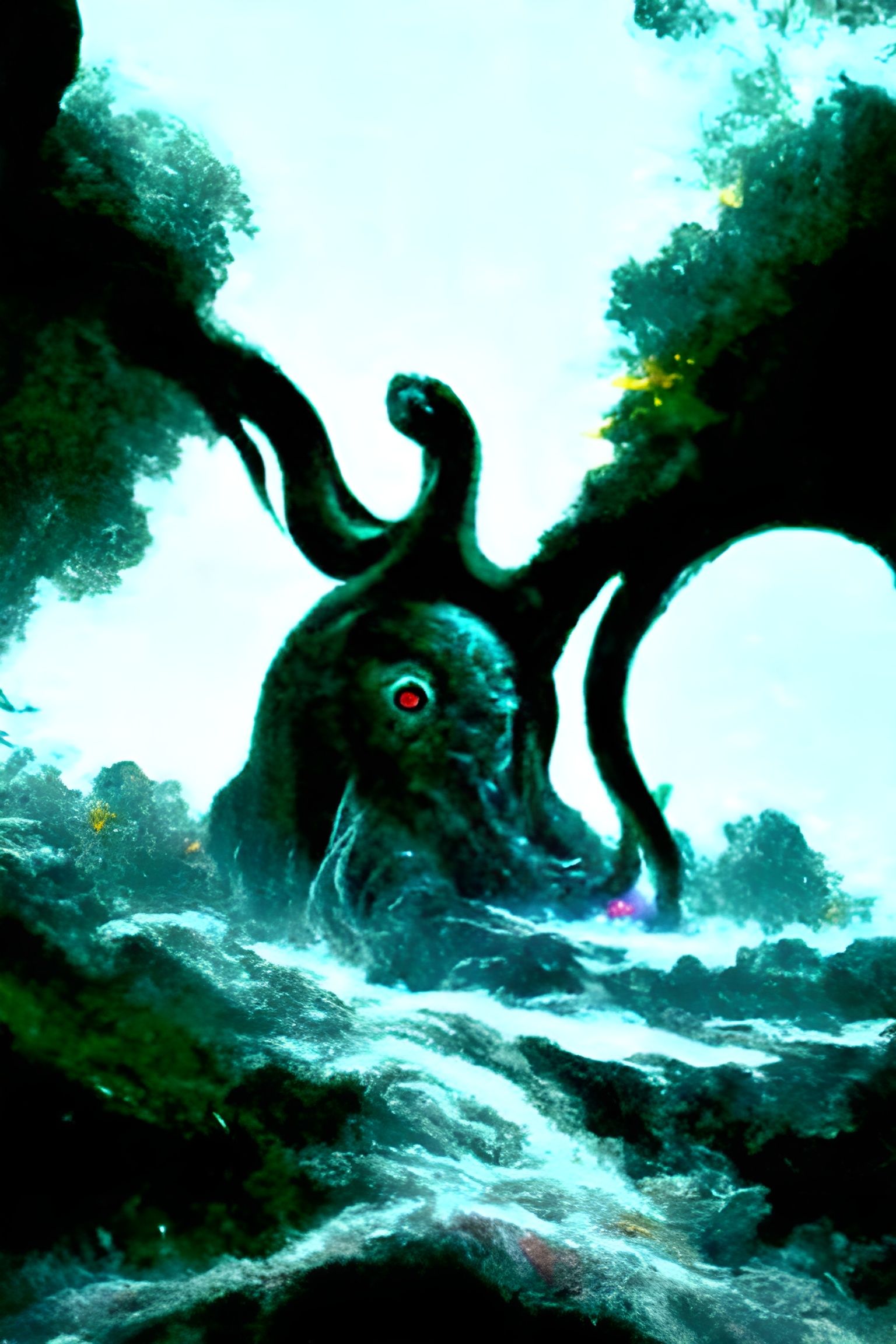 Mystical Kraken in Sinister Ethereal Fantasy Style