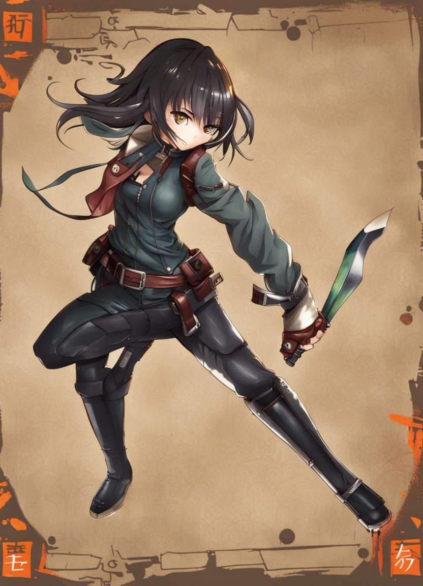 Female Rogue with Daggers in Anime Style