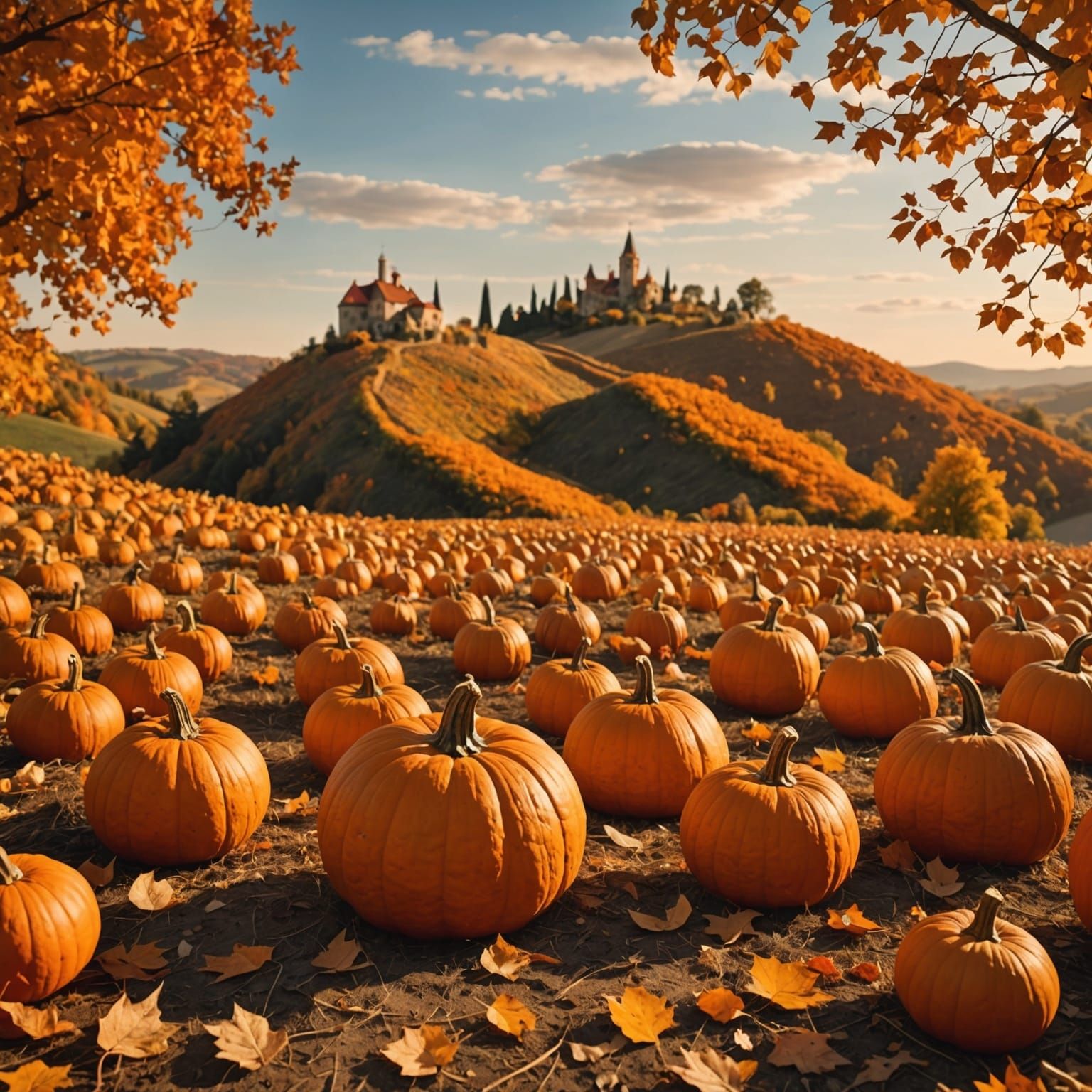 Autumn Harvest Celebration in a Pumpkin Landscape