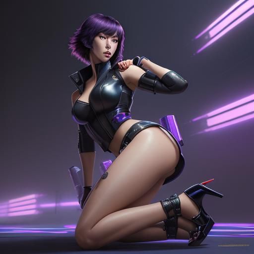 Motoko Kusanagi in Hyperrealistic Splash Art