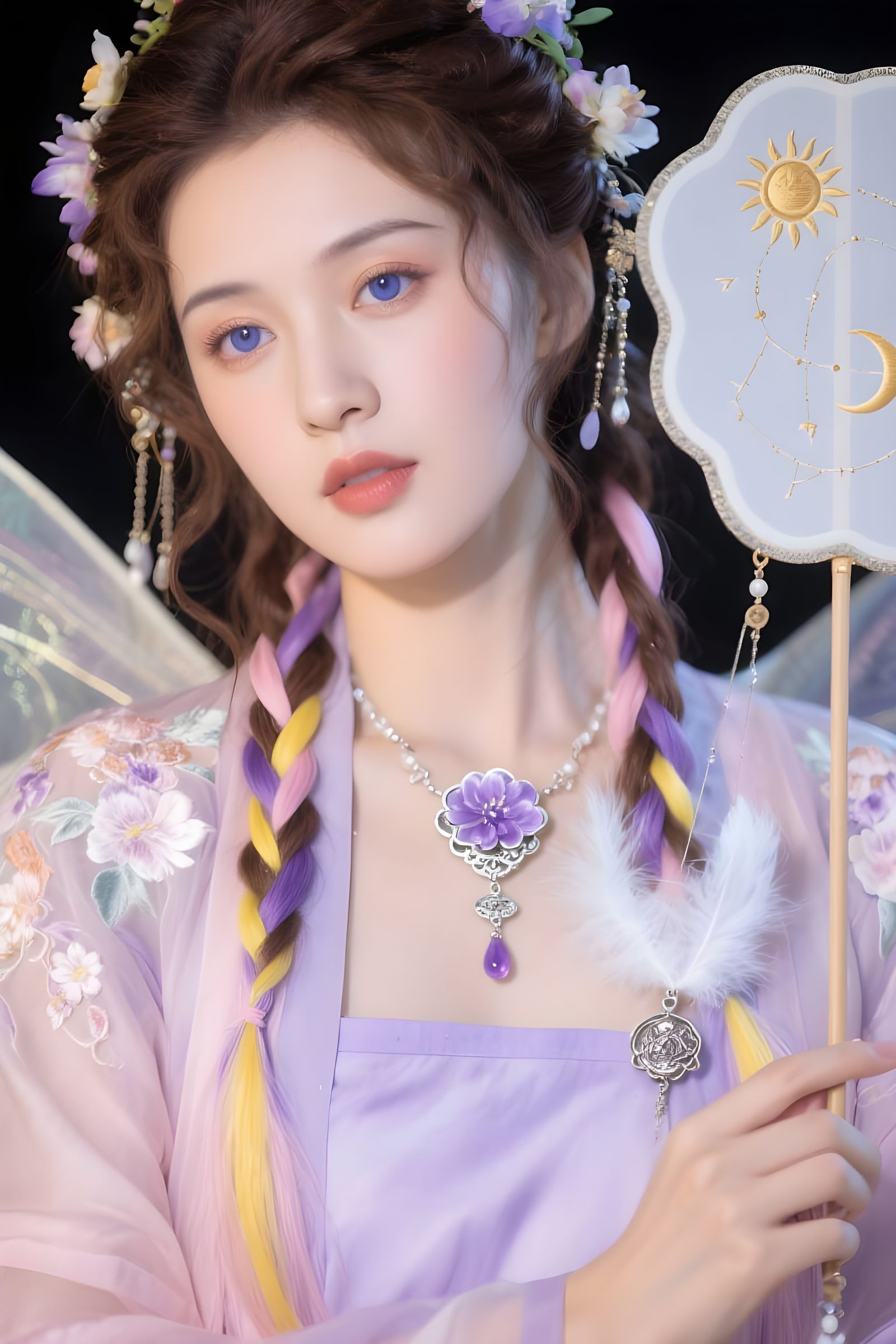 Lunar Fairy Portrait with Astrological Details