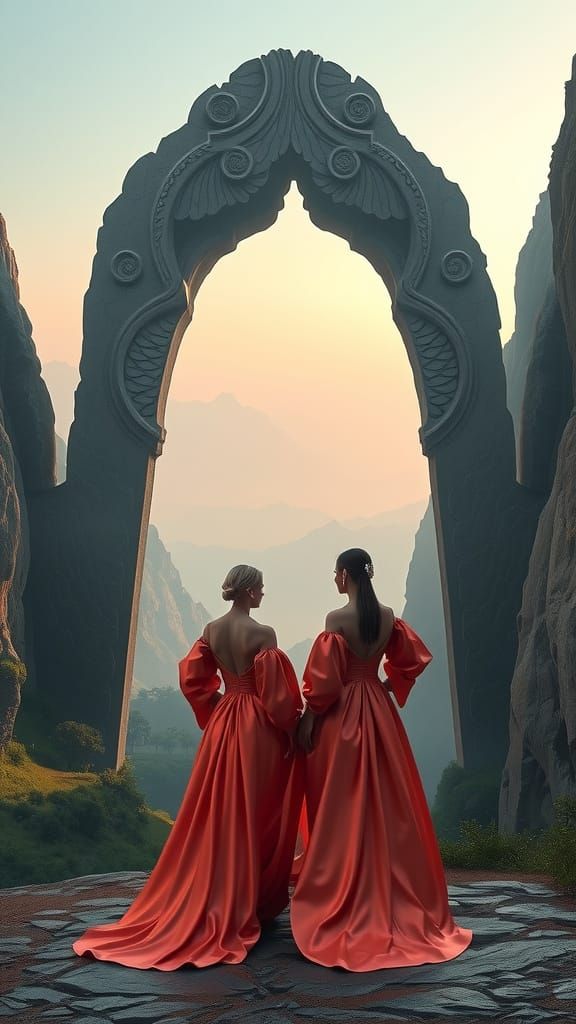 Full body shot of a remote steep valley with a beautiful wel...