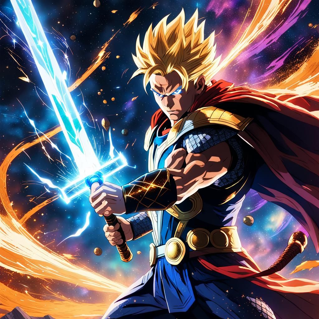 Gohan's Energy Sword in Starry Space Battle