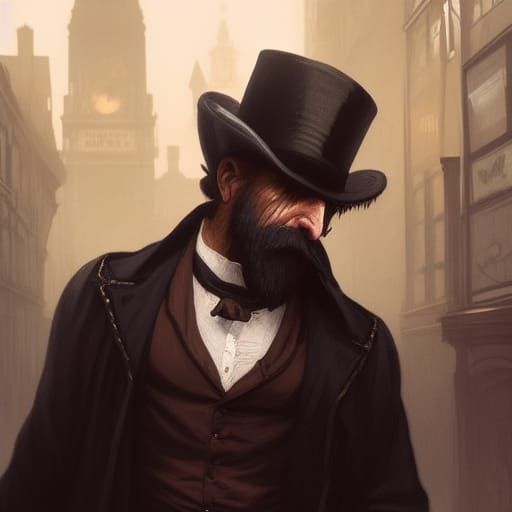Victorian Jack the Ripper Portrait in Hyperdetailed Style