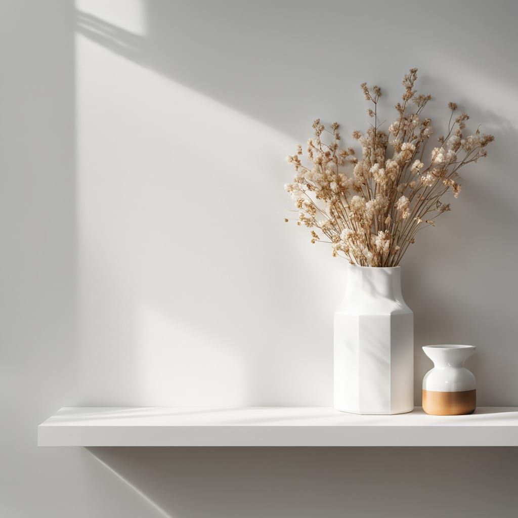 Simple White Shelf Composition