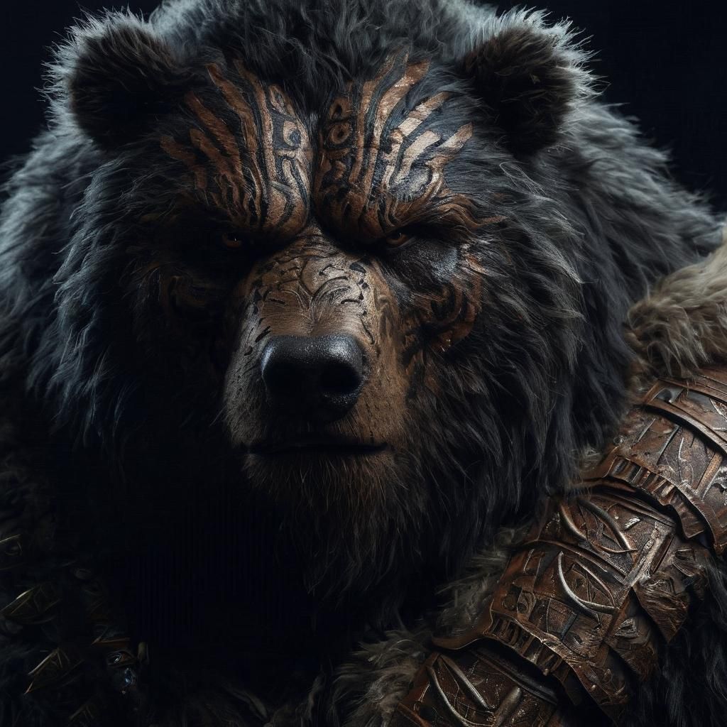Grumpy Kodiak Bear Barbarian in Elemental Darkness