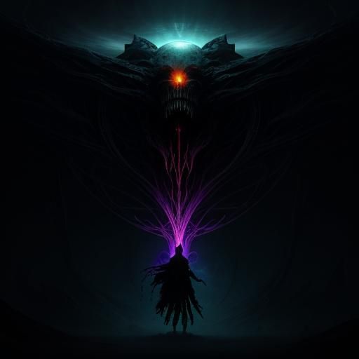 Astral Void: Ouroboros and Screaming Figure in Fauvist Style