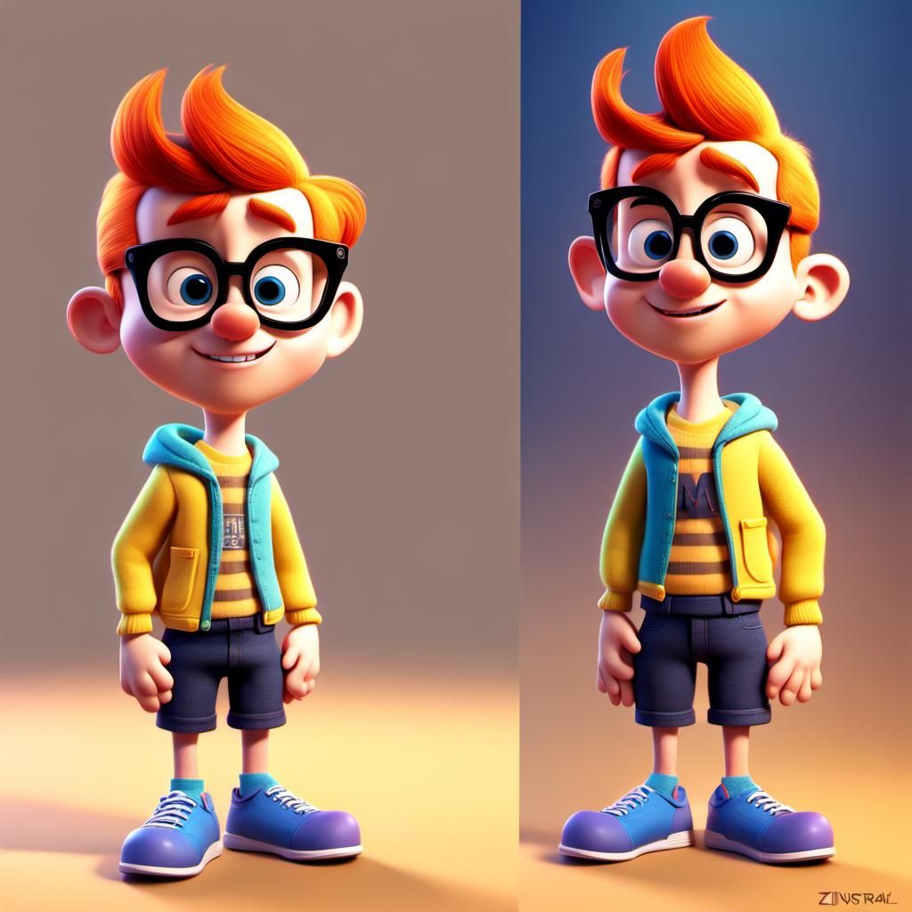 Skinny Nerd Character in Pixar 3D Digital Art