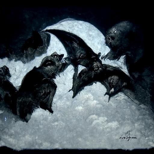 Bats in a Dark Night Sky, Engraving Style