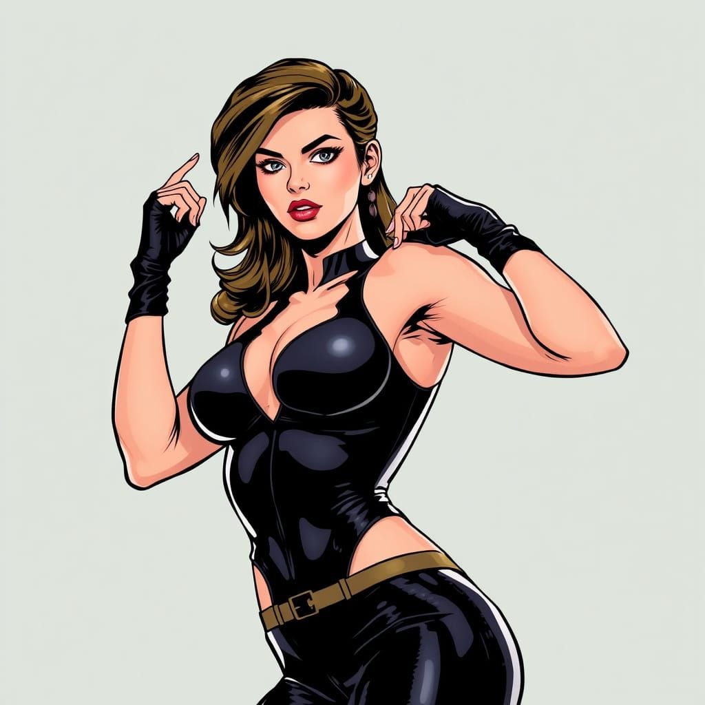 Confident Woman in Shapewear, Comic Book Style