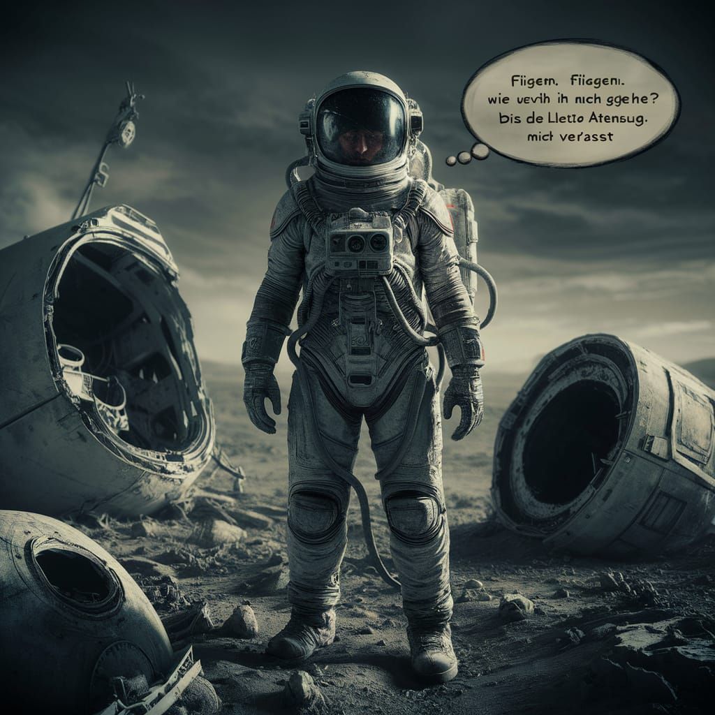 Stranded Astronaut on Alien Planet in Cinematic Style