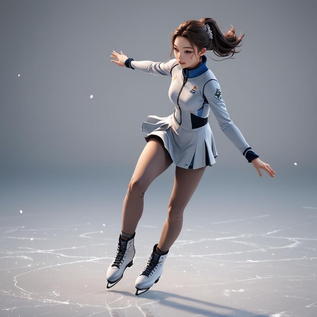 Anime Girl Figure Skating in 3D