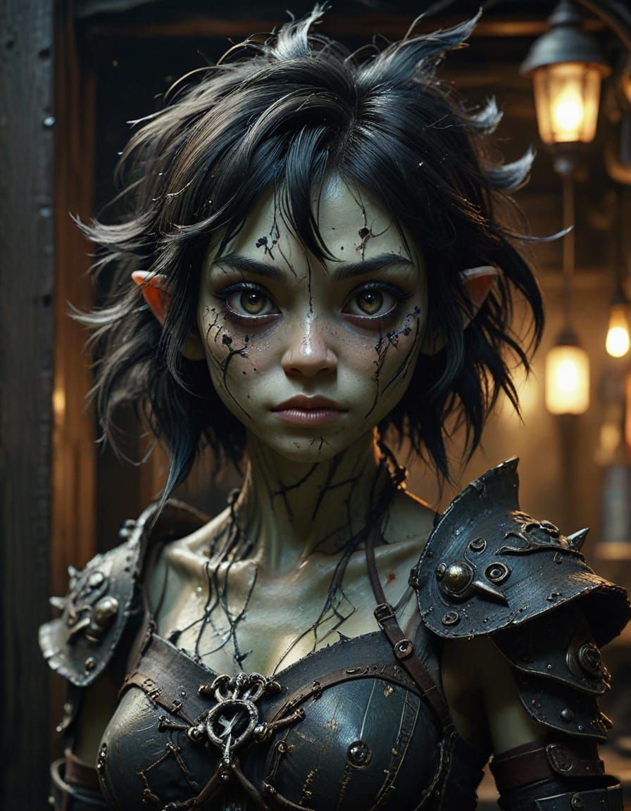 Anime Goblin Waifu in Grungy Tavern